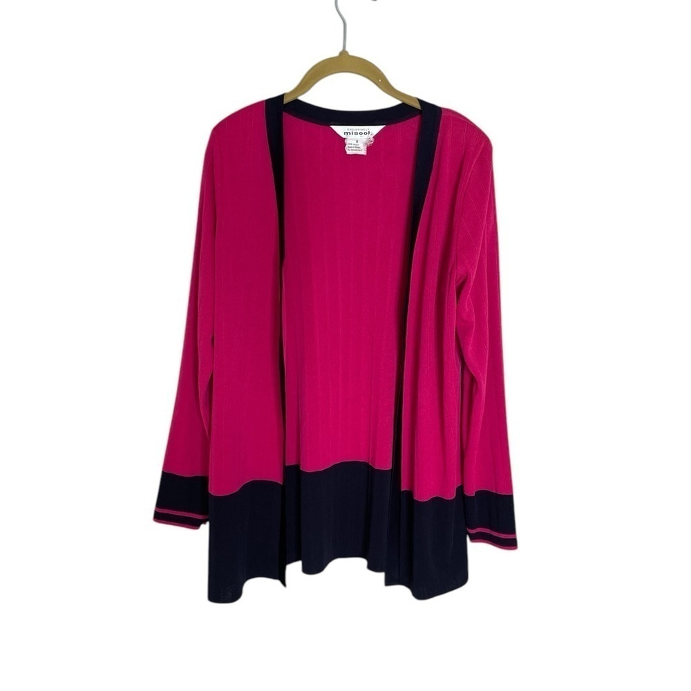 Exclusively Misook Dark Pink Navy Cardigan Small